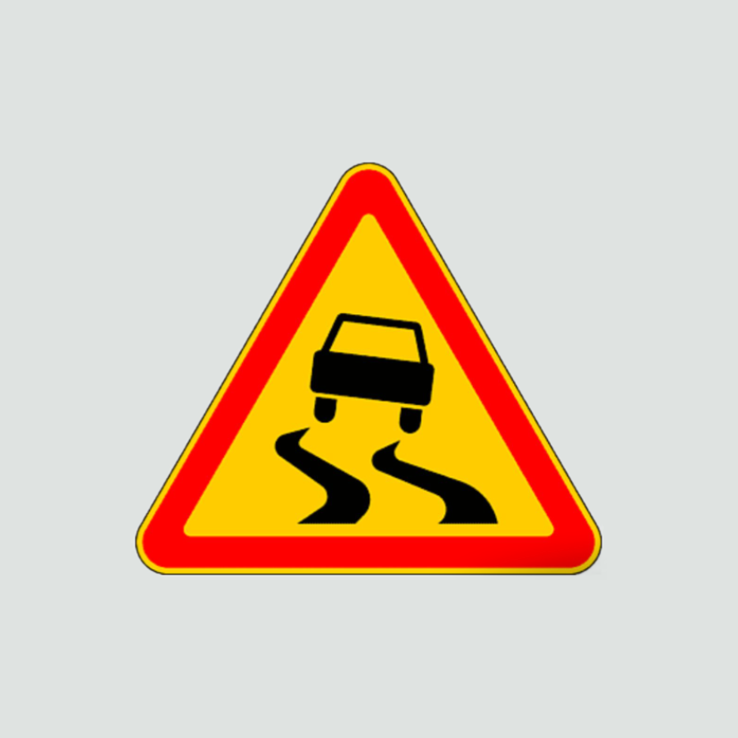 Warning of slippery road ahead