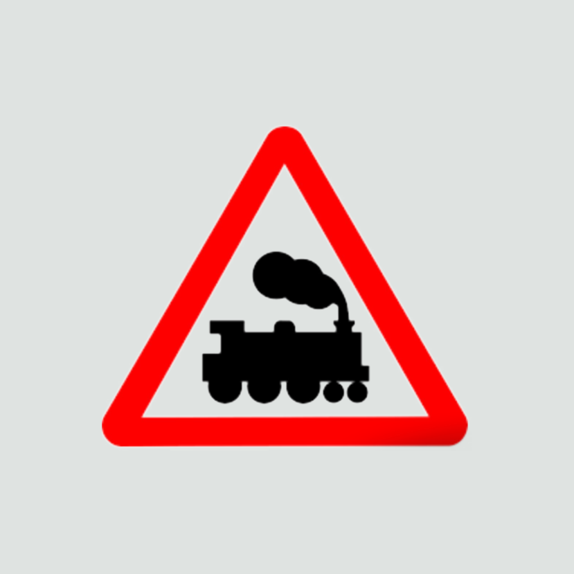 Warning of a railroad level crossing ahead