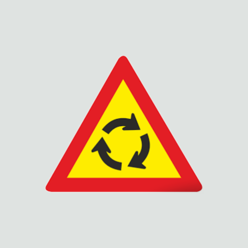 Warning of a traffic roundabout ahead