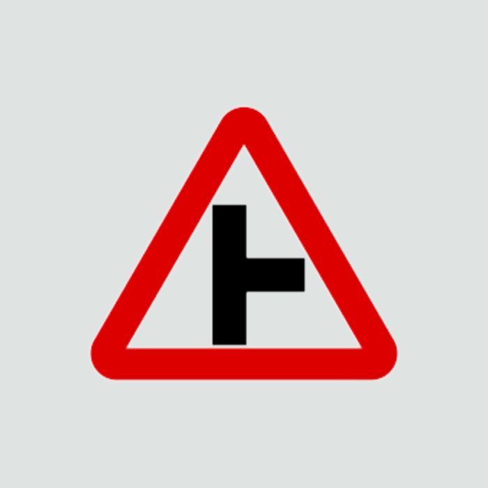 Warning of side road ahead