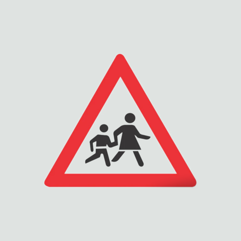 Warning to look out for children on road ahead