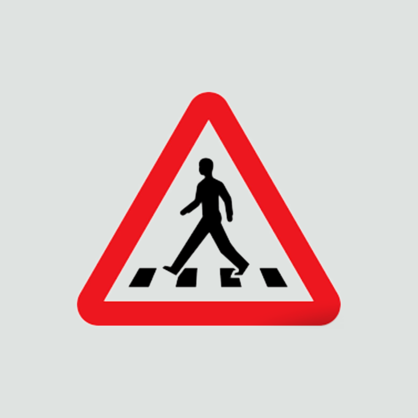 Warning of pedestrian crossing ahead