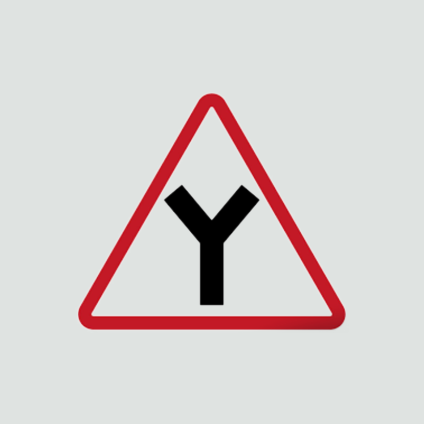 Warning of road junction ahead (Y-junction)