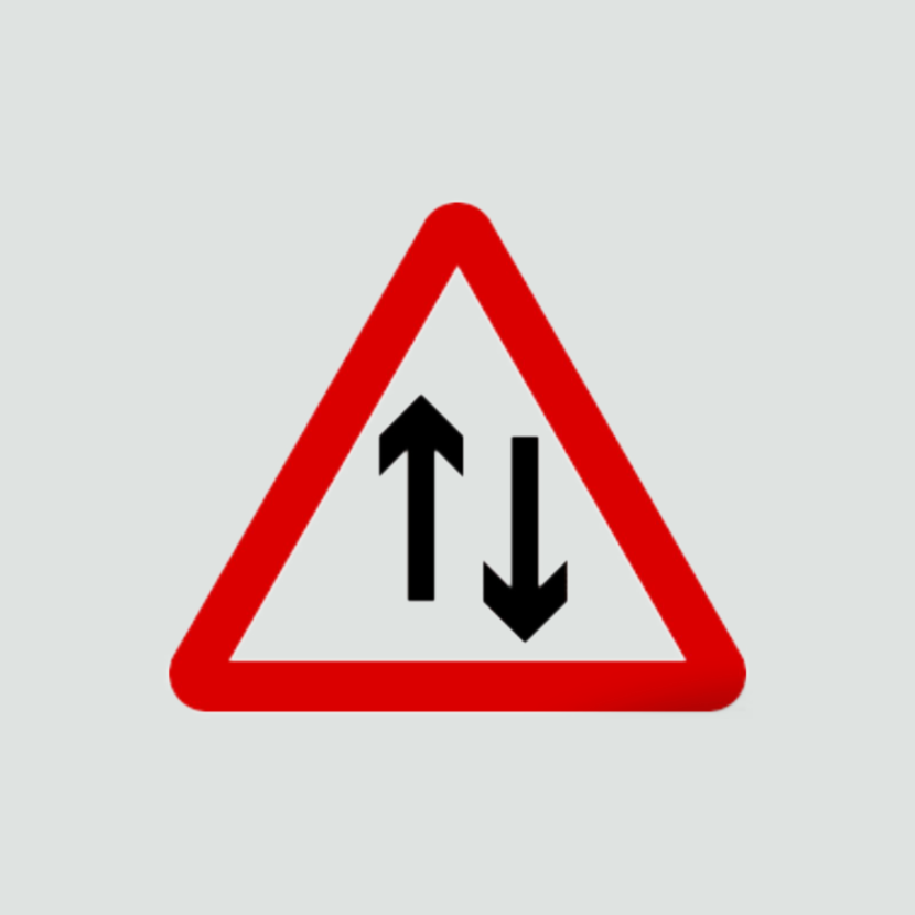 Warning of two-way traffic ahead