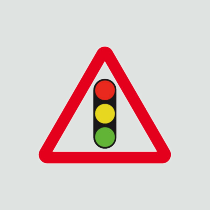Warning of a robot (traffic light) ahead