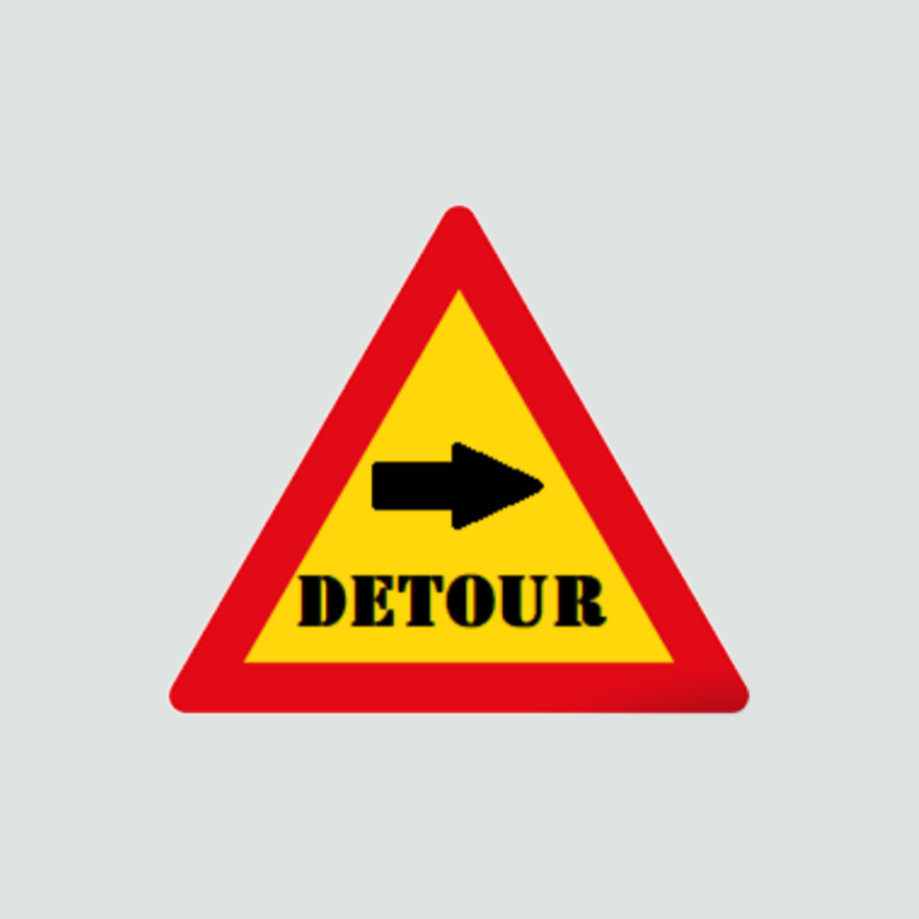 Warning that traffic must slow down to follow a detour