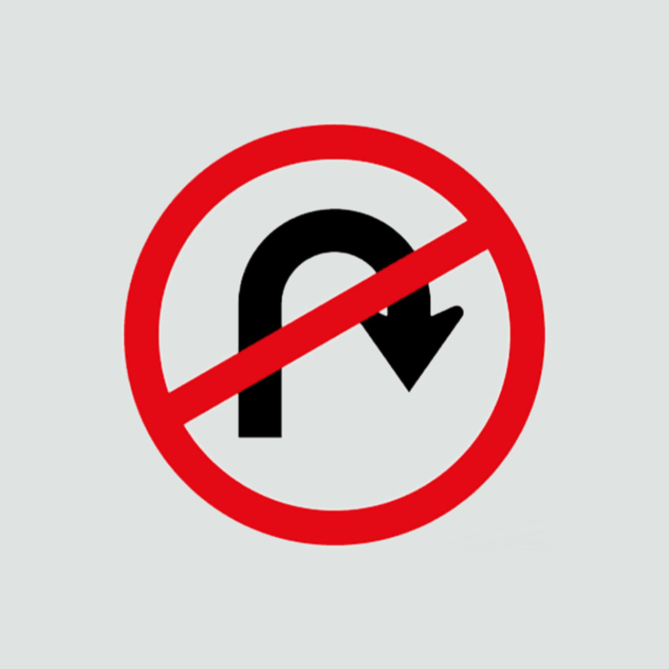 About-turn (U-turn) prohibited