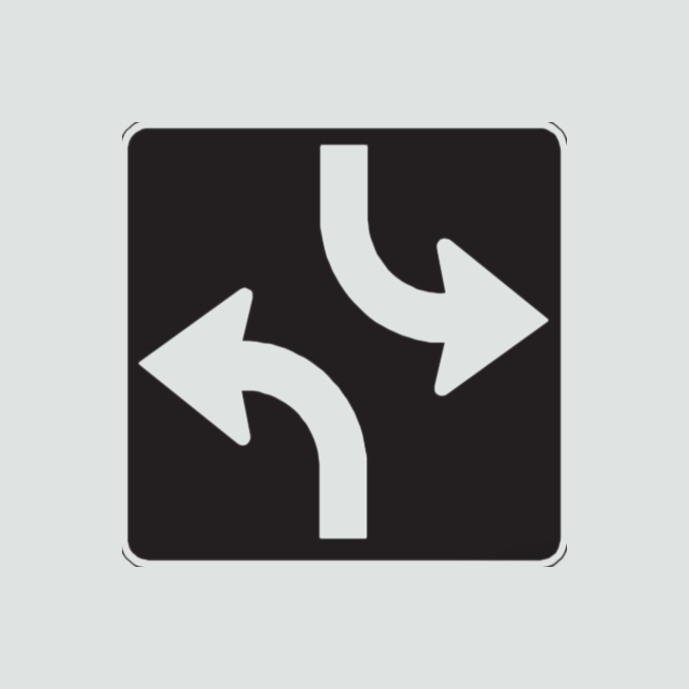 Vehicles from both directions must turn left - no through traffic
