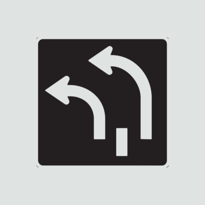 Vehicles in both lanes must turn left